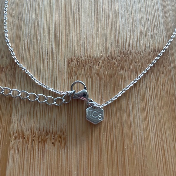 Touchstone Swarovski Checked Necklace Nightfall 18” Adjustable Necklace Rhodium - Picture 3 of 5